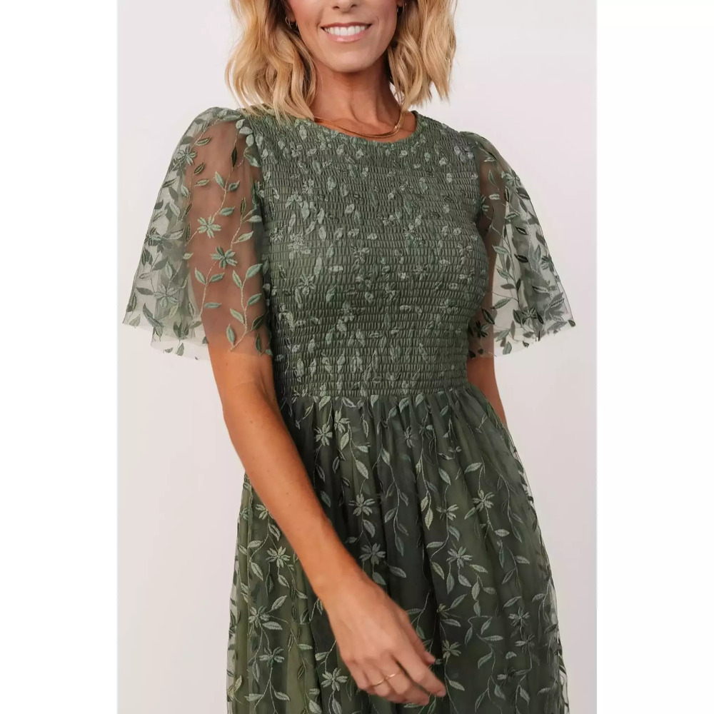 Baltic Born Kendra Embroidered Dress | Dark Sage Size 2XL2XL - Picture 2 of 5